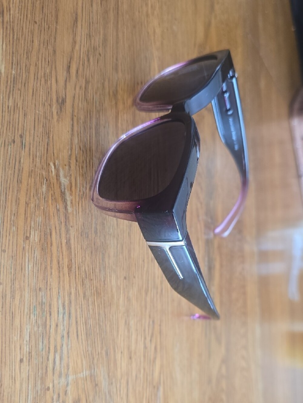 Women’s Square Sunglasses in Black and Purple, Fits Over Glasses - Picture 5 of 7